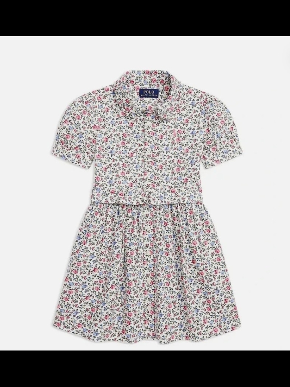 Polo Ralph Lauren Floral Polo Shirt Dress in White and Pink Girls